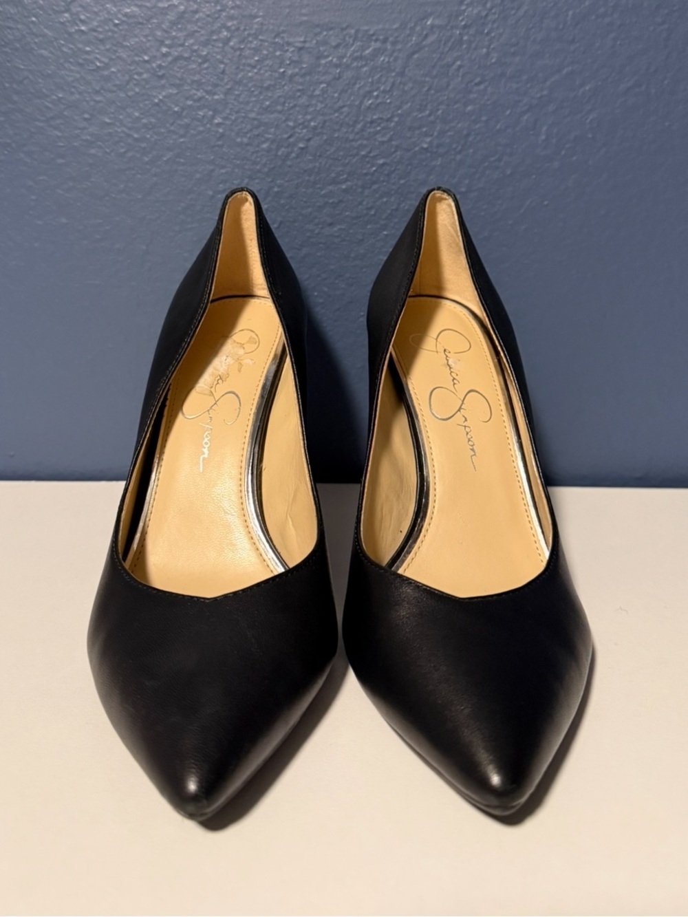 Jessica Simpson Black Pointy Heels Size 8 4” Heel - Picture 5 of 7
